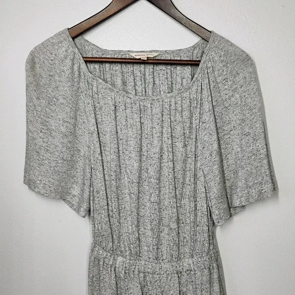 Rebecca Taylor Open Back Ruffle Grey Melange Jersey Short Flax Dress Size XS - Picture 3 of 16